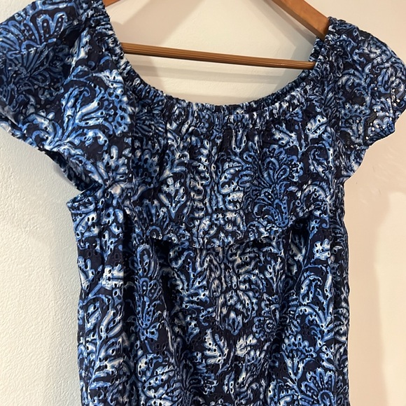 Tommy Bahama Harbour Eyelet Print Off The Shoulder Dress Cover Up - Picture 3 of 4